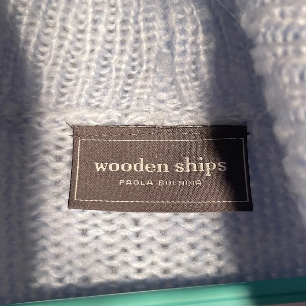 WOODEN SHIPS WOMENS BLUE STRIPE TURTLENECK SWEATER SMALL/MEDIUM